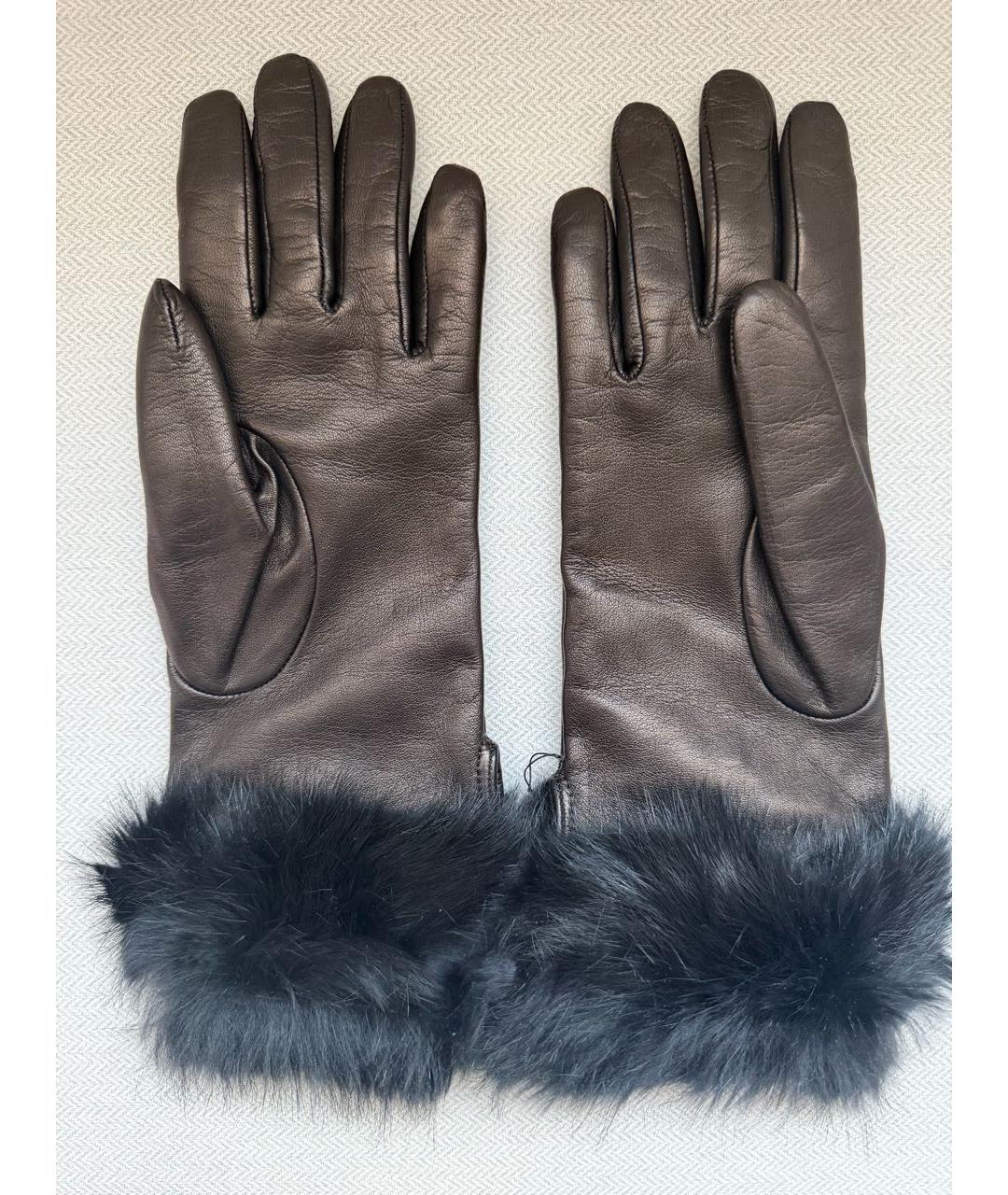 MAX MARA Коричневые кожаные перчатки, фото 2