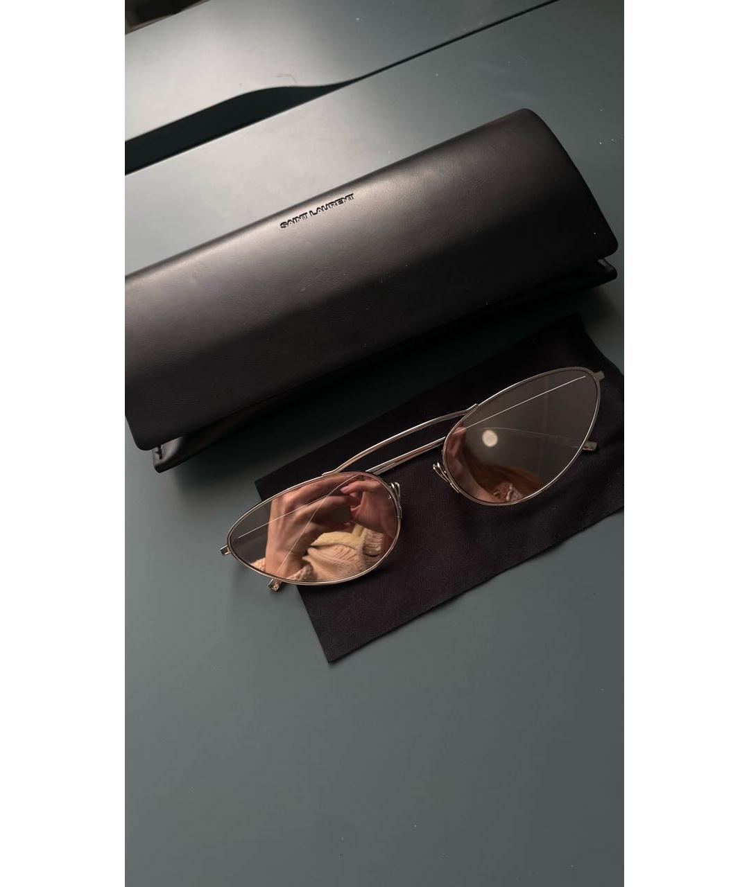 SAINT LAURENT Белые металлические солнцезащитные очки, фото 3