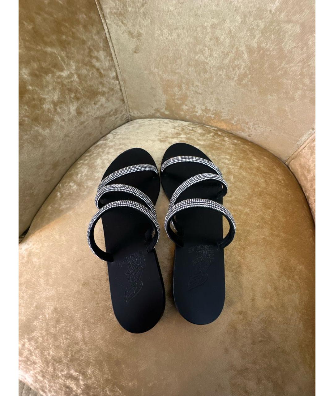 ANCIENT GREEK Черные кожаные шлепанцы, фото 3