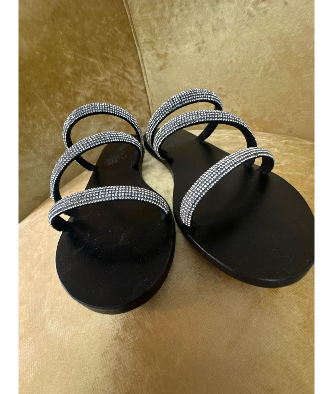 ANCIENT GREEK Черные кожаные шлепанцы, фото 6