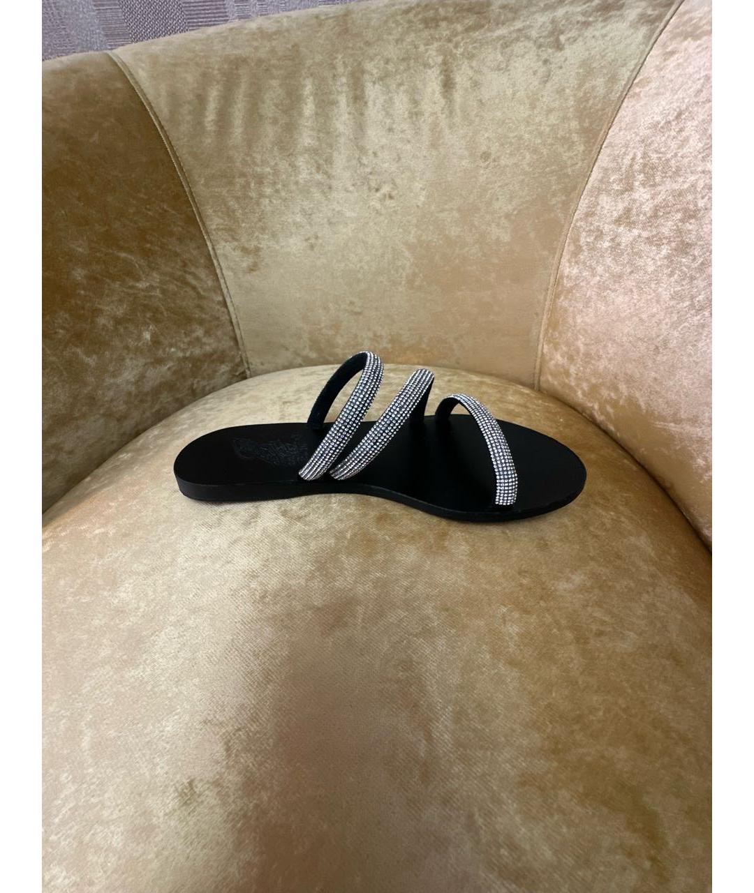 ANCIENT GREEK Черные кожаные шлепанцы, фото 7