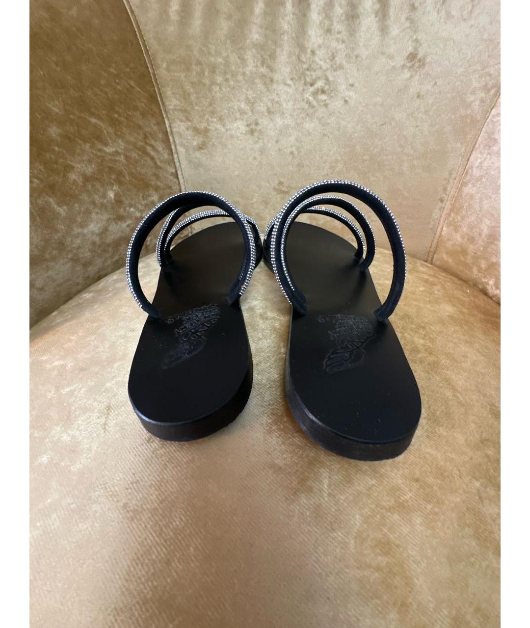 ANCIENT GREEK Черные кожаные шлепанцы, фото 4