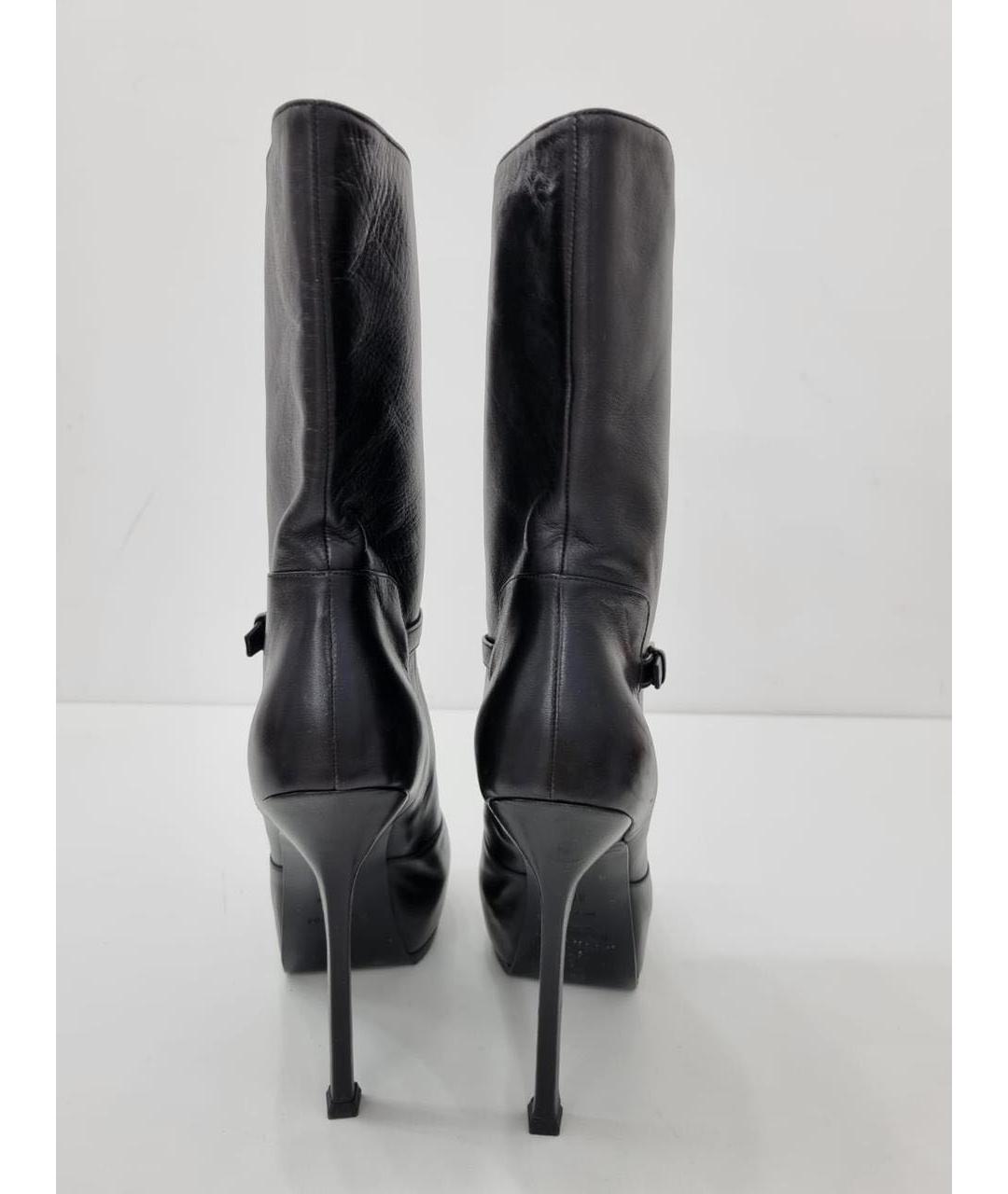 SAINT LAURENT Черные кожаные ботильоны, фото 2