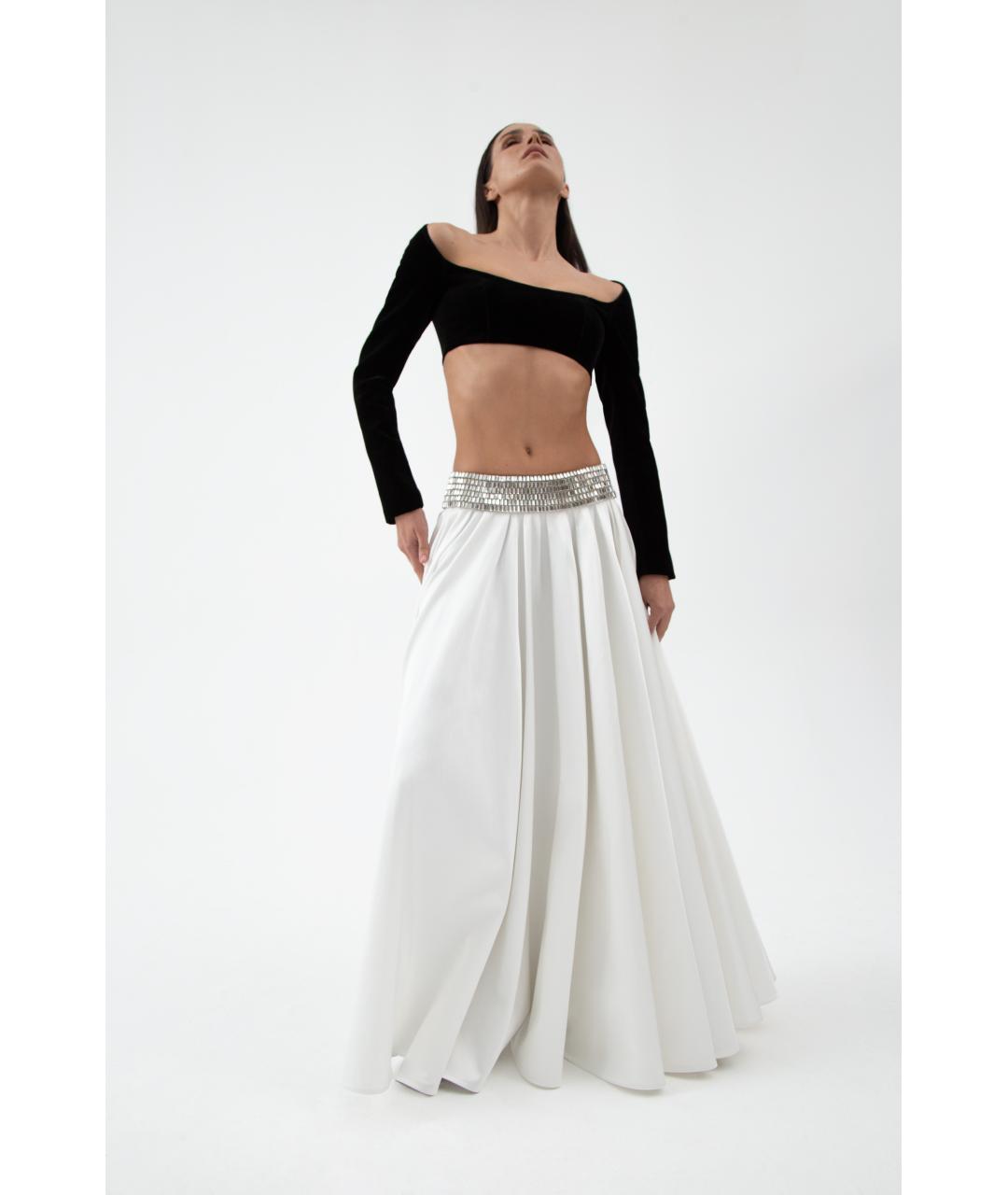 RASARIO Белая атласная юбка миди, фото 3