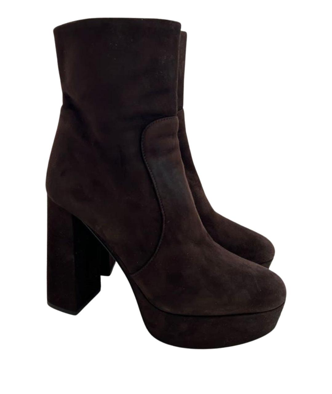 PRADA Коричневые замшевые ботильоны, фото 1