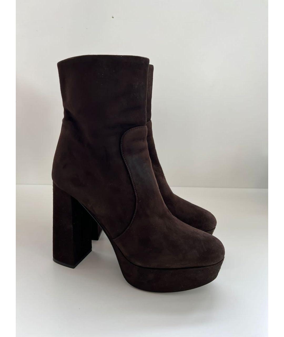 PRADA Коричневые замшевые ботильоны, фото 8