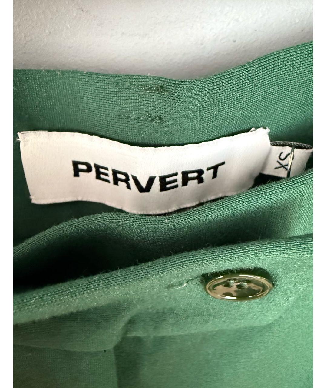 PERVERT Зеленые вискозные брюки широкие, фото 4