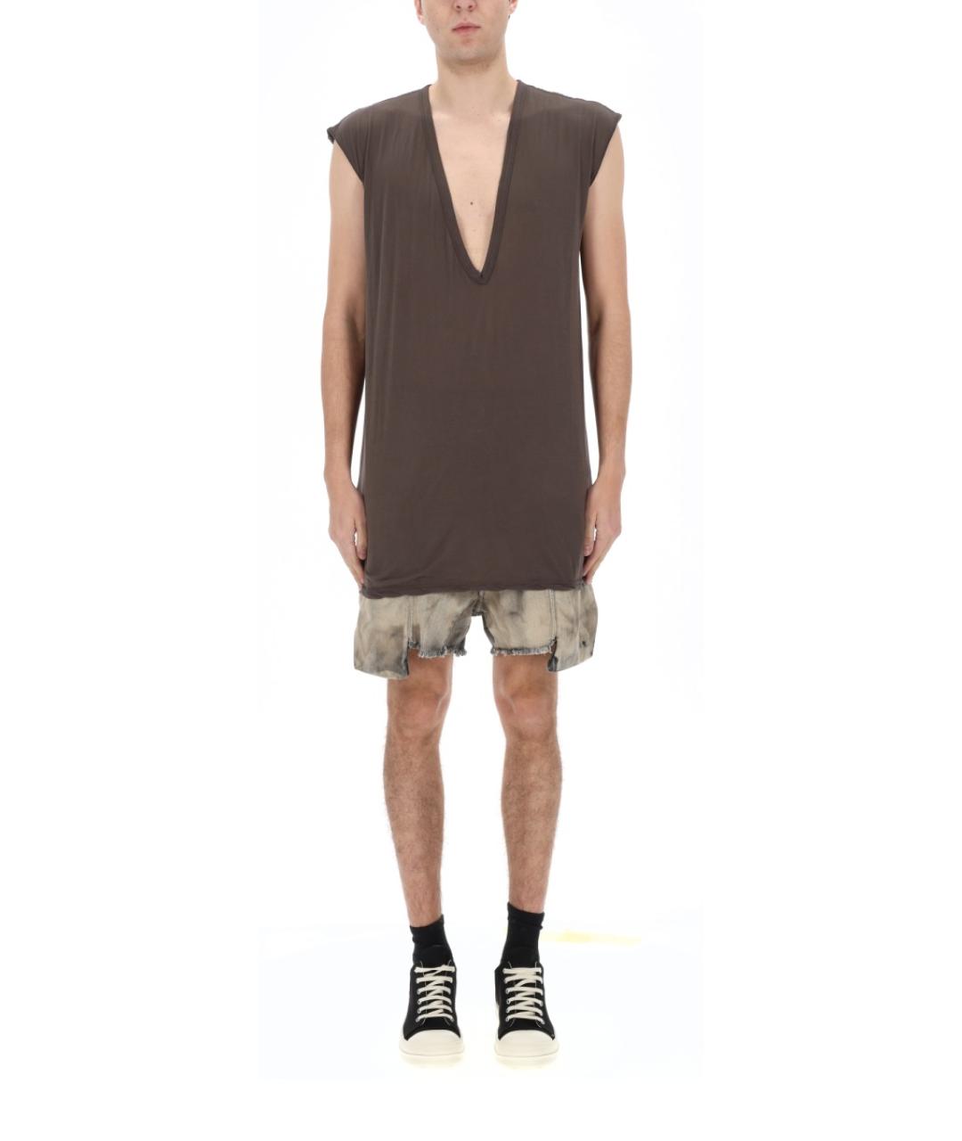 RICK OWENS DRKSHDW Коричневая хлопковая майка, фото 3