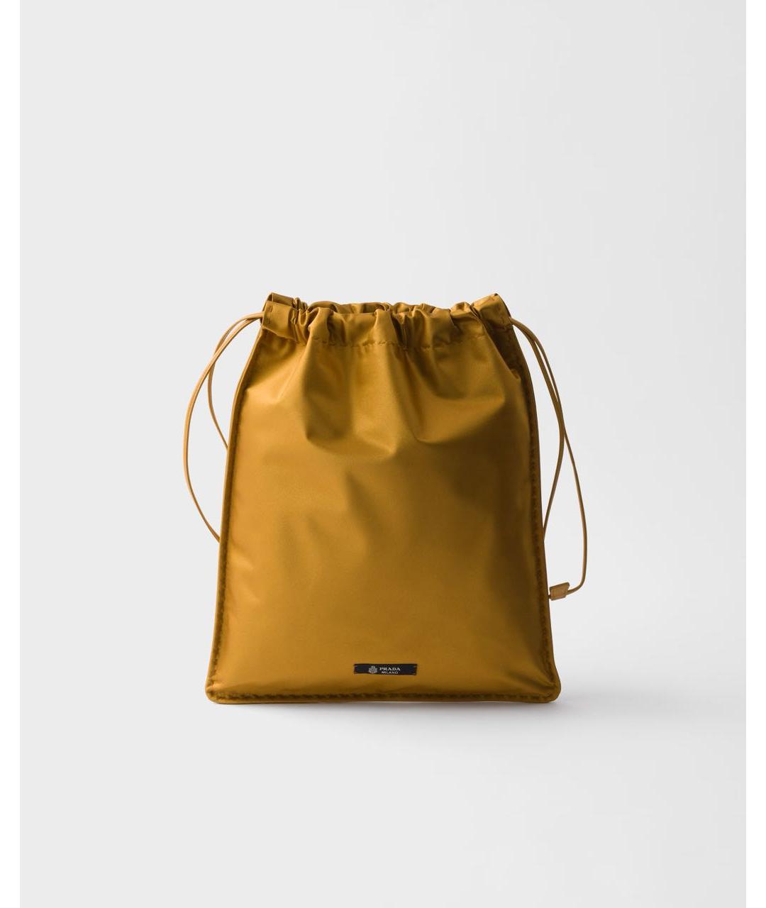 PRADA Горчичная шелковая сумка с короткими ручками, фото 5