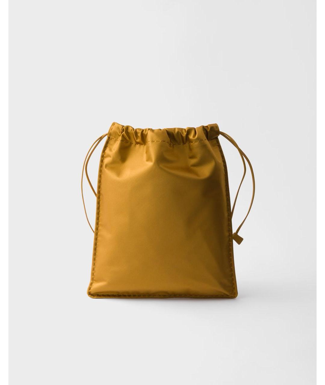 PRADA Горчичная шелковая сумка с короткими ручками, фото 4