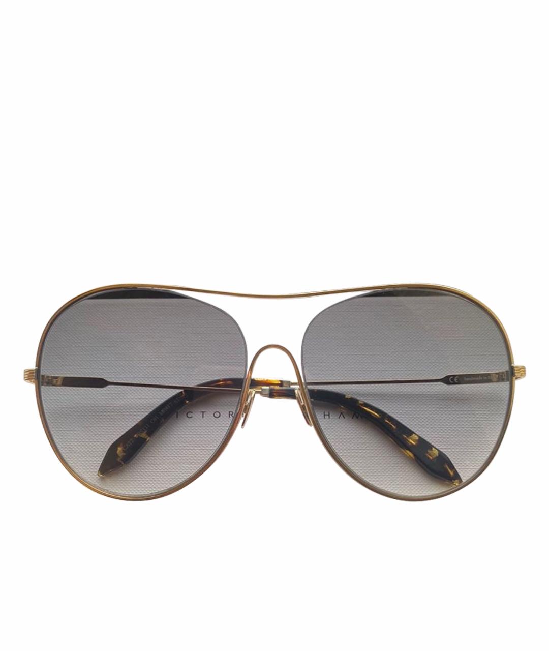 VICTORIA BECKHAM Золотые металлические солнцезащитные очки, фото 1
