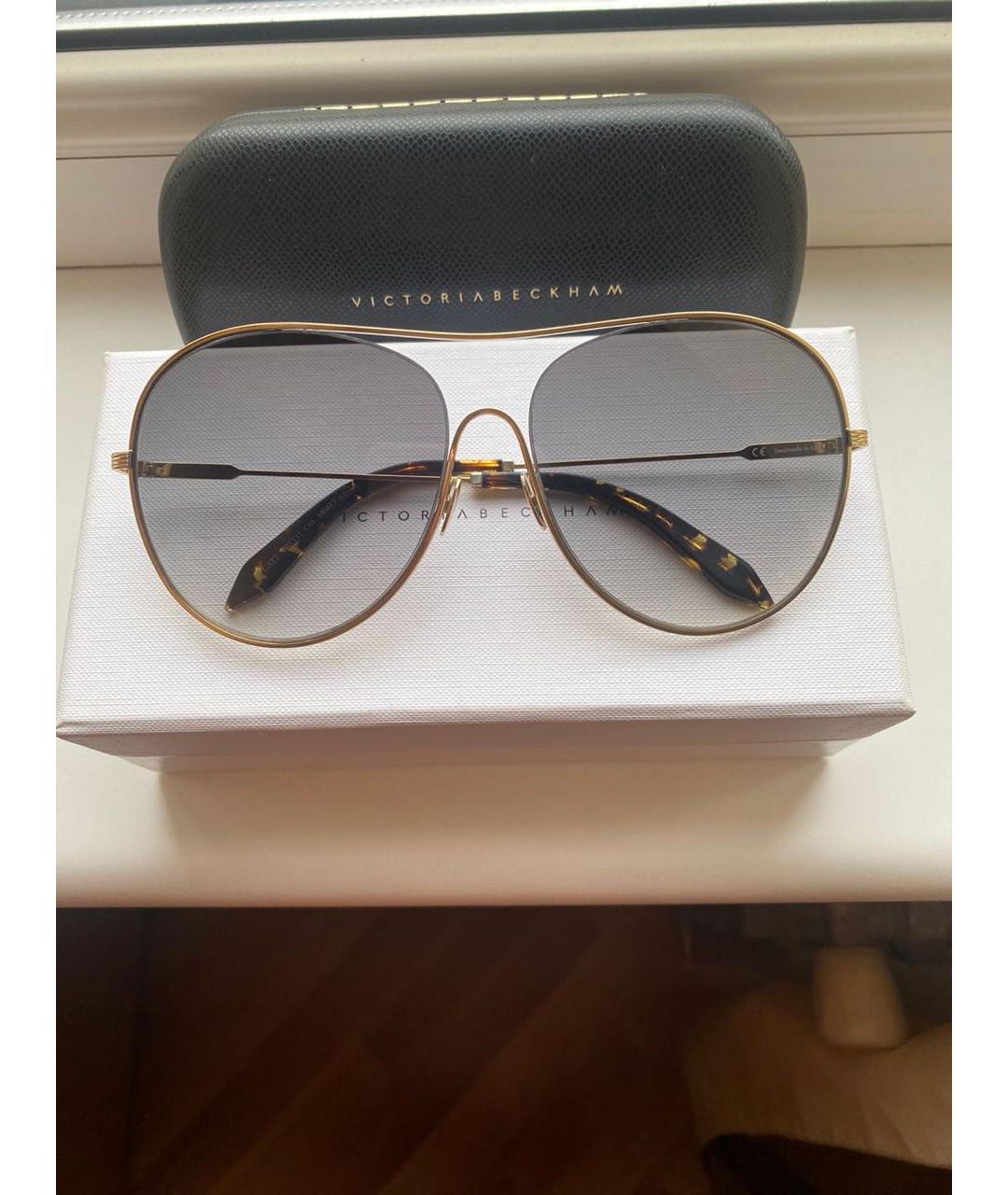 VICTORIA BECKHAM Золотые металлические солнцезащитные очки, фото 2