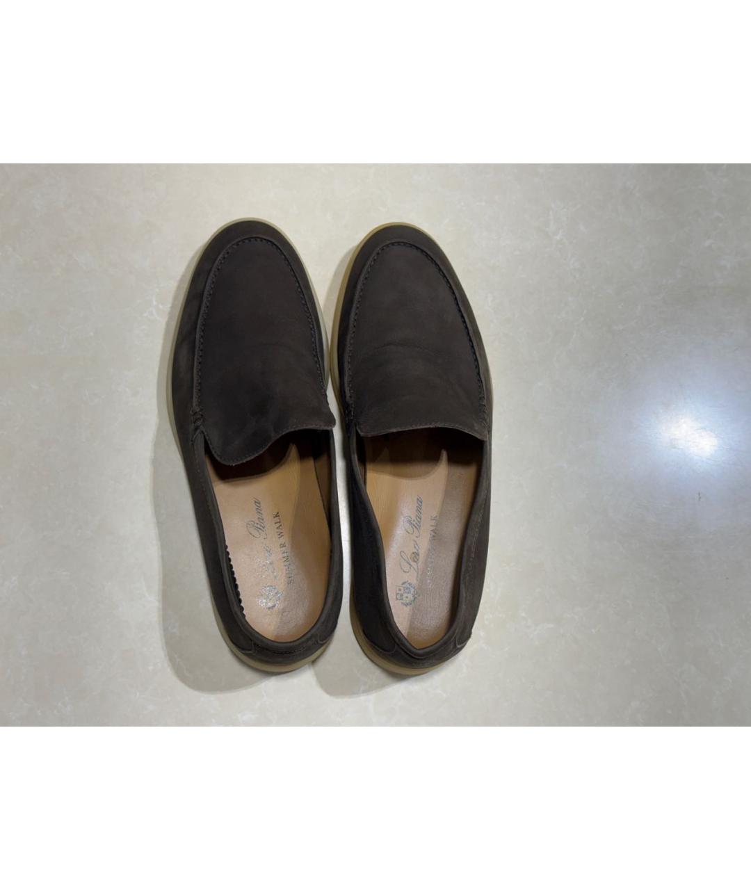 LORO PIANA Коричневые нубуковые лоферы, фото 4