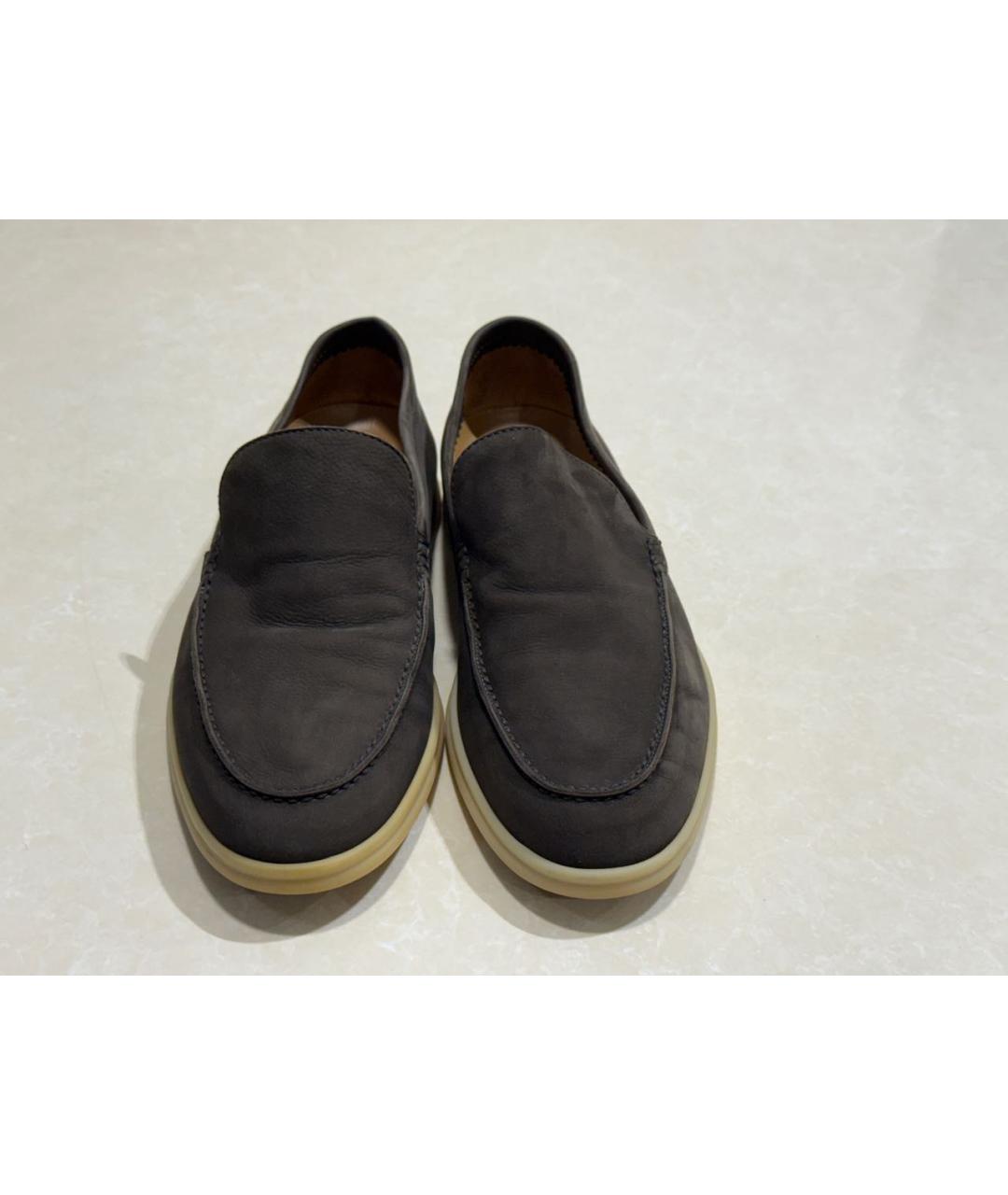 LORO PIANA Коричневые нубуковые лоферы, фото 2