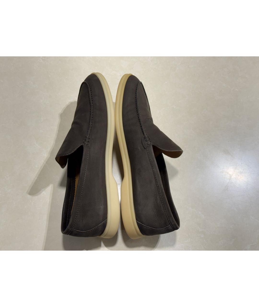 LORO PIANA Коричневые нубуковые лоферы, фото 6
