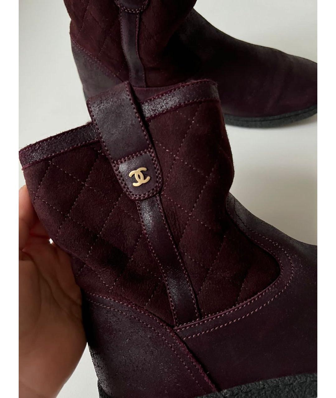 CHANEL Бордовые полусапоги, фото 5