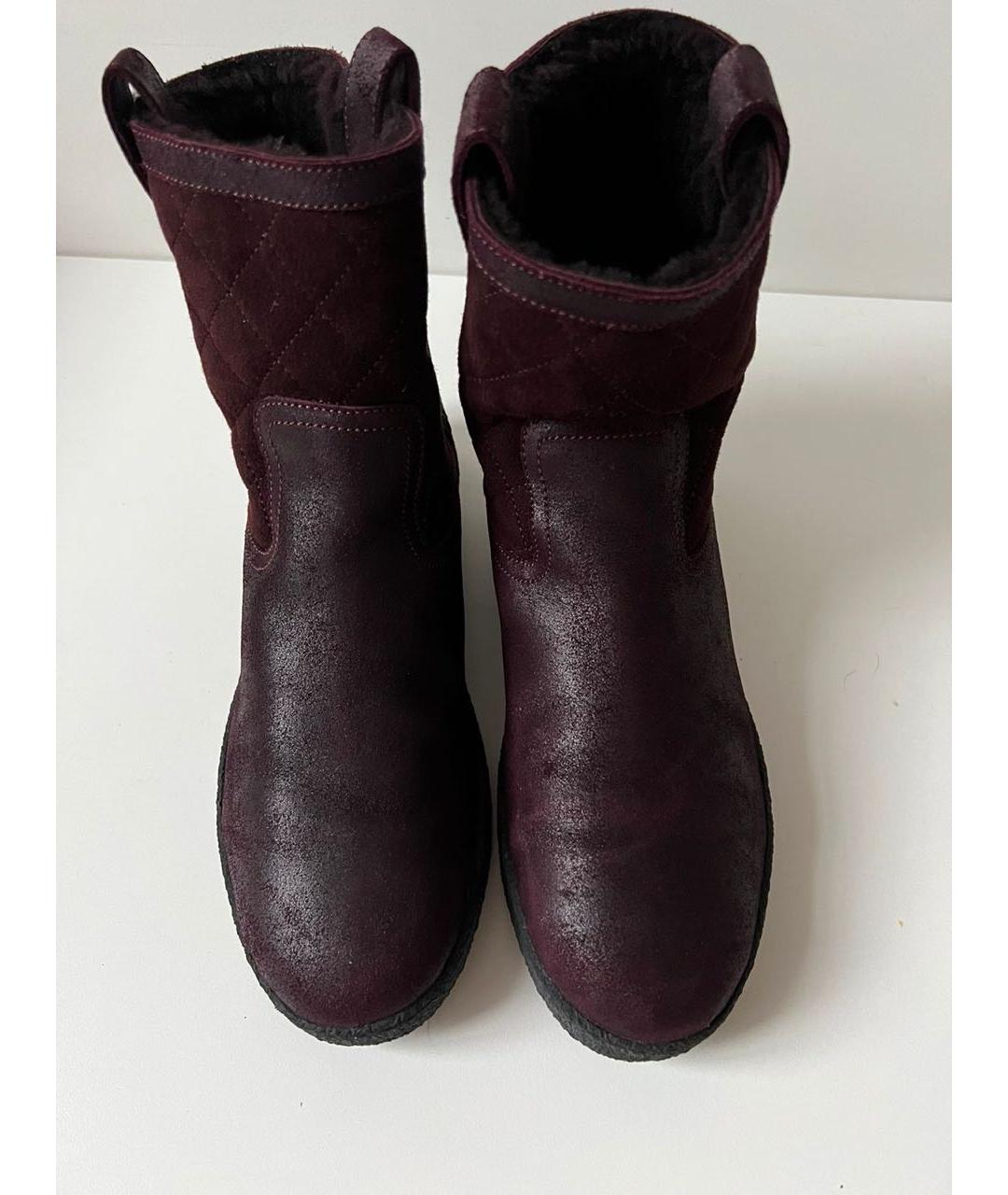 CHANEL Бордовые полусапоги, фото 4
