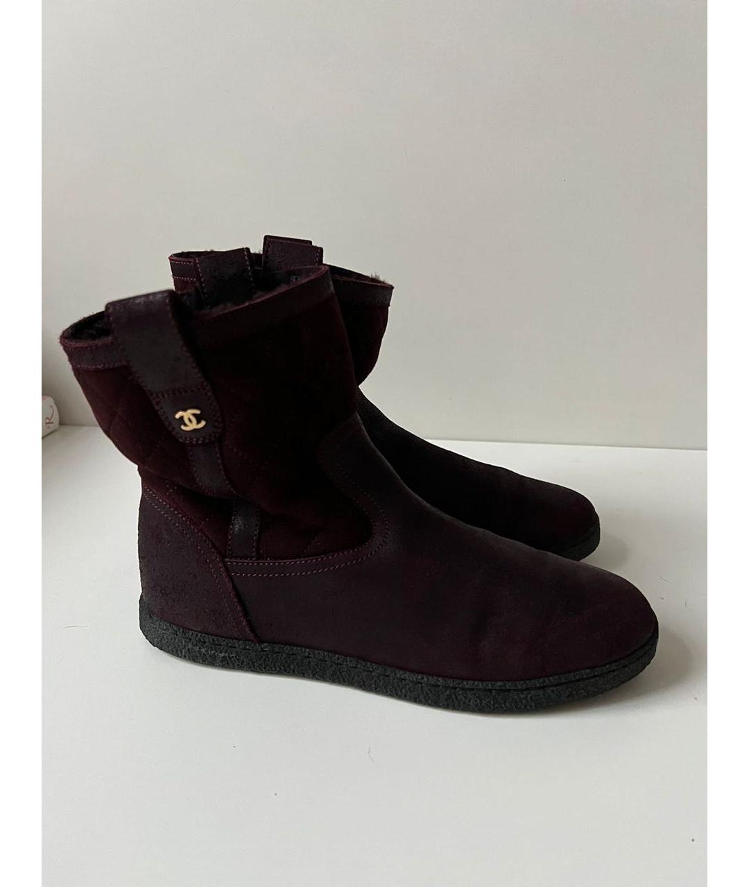 CHANEL Бордовые полусапоги, фото 9