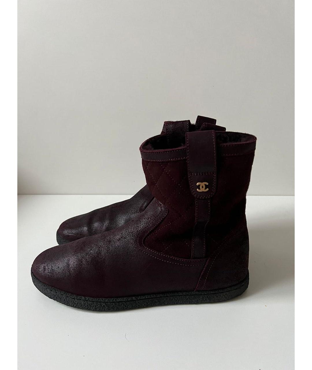 CHANEL Бордовые полусапоги, фото 3