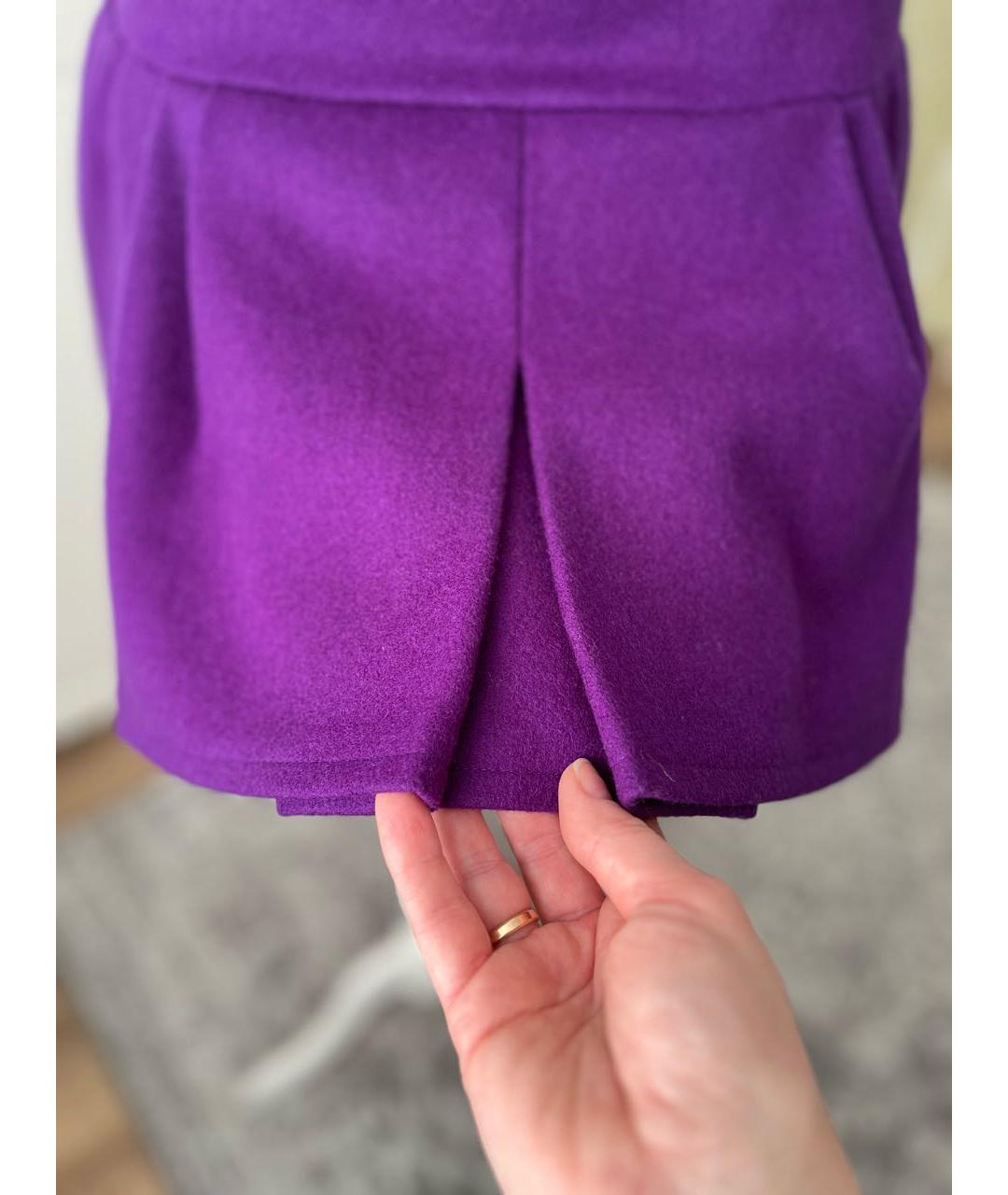 BALENCIAGA Фиолетовая шерстяная юбка мини, фото 3