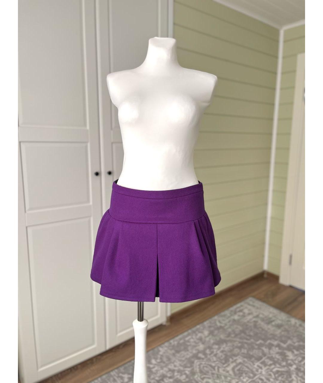 BALENCIAGA Фиолетовая шерстяная юбка мини, фото 5