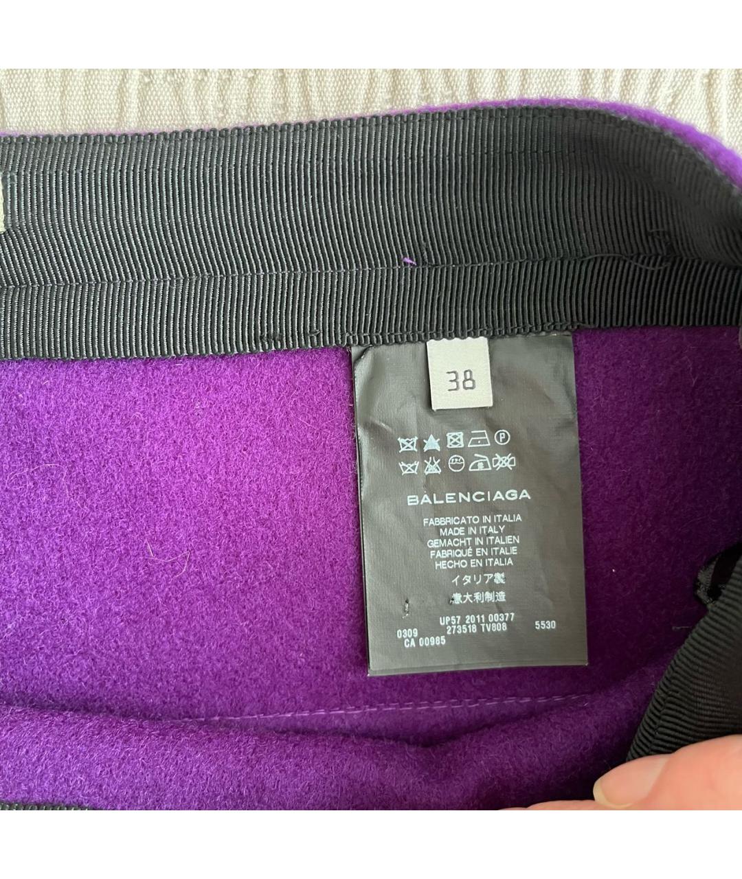 BALENCIAGA Фиолетовая шерстяная юбка мини, фото 7