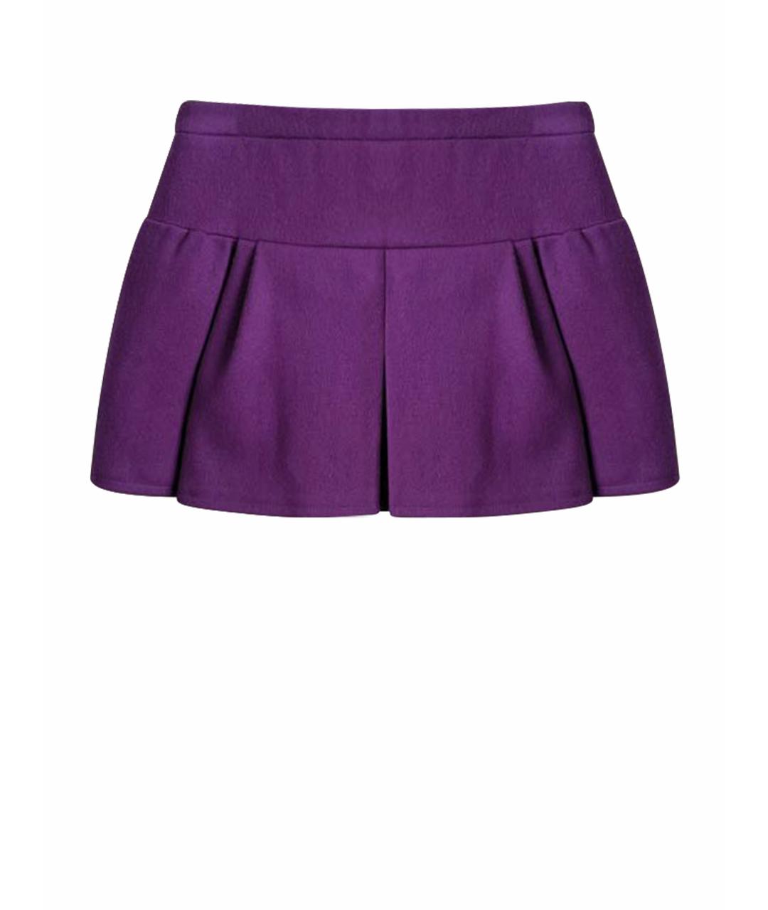 BALENCIAGA Фиолетовая шерстяная юбка мини, фото 1