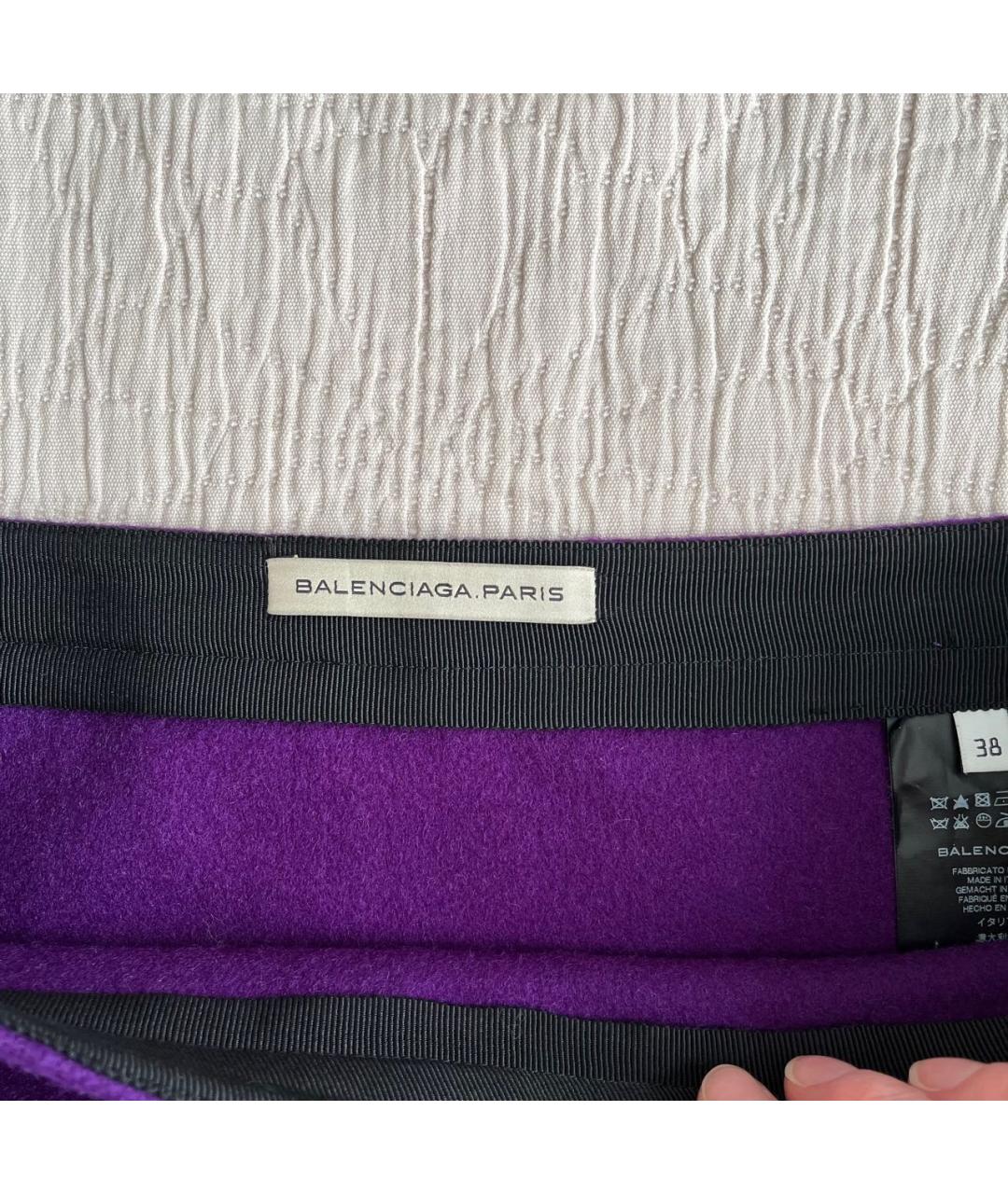BALENCIAGA Фиолетовая шерстяная юбка мини, фото 2