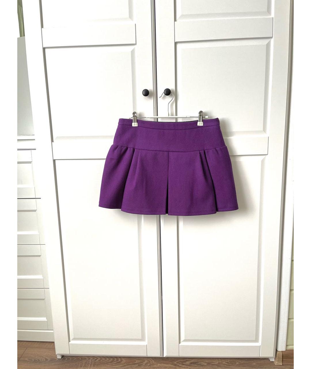 BALENCIAGA Фиолетовая шерстяная юбка мини, фото 9