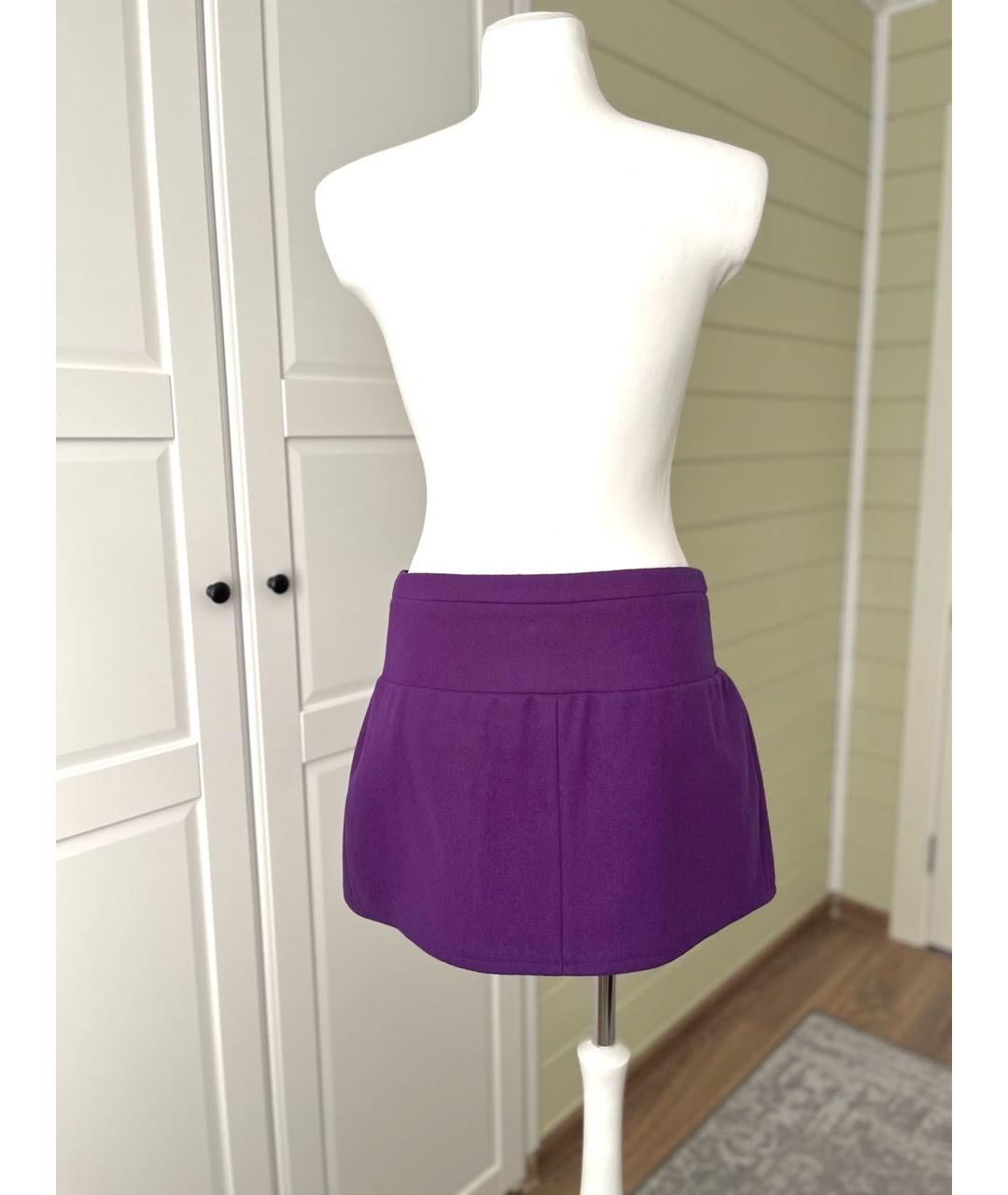 BALENCIAGA Фиолетовая шерстяная юбка мини, фото 4