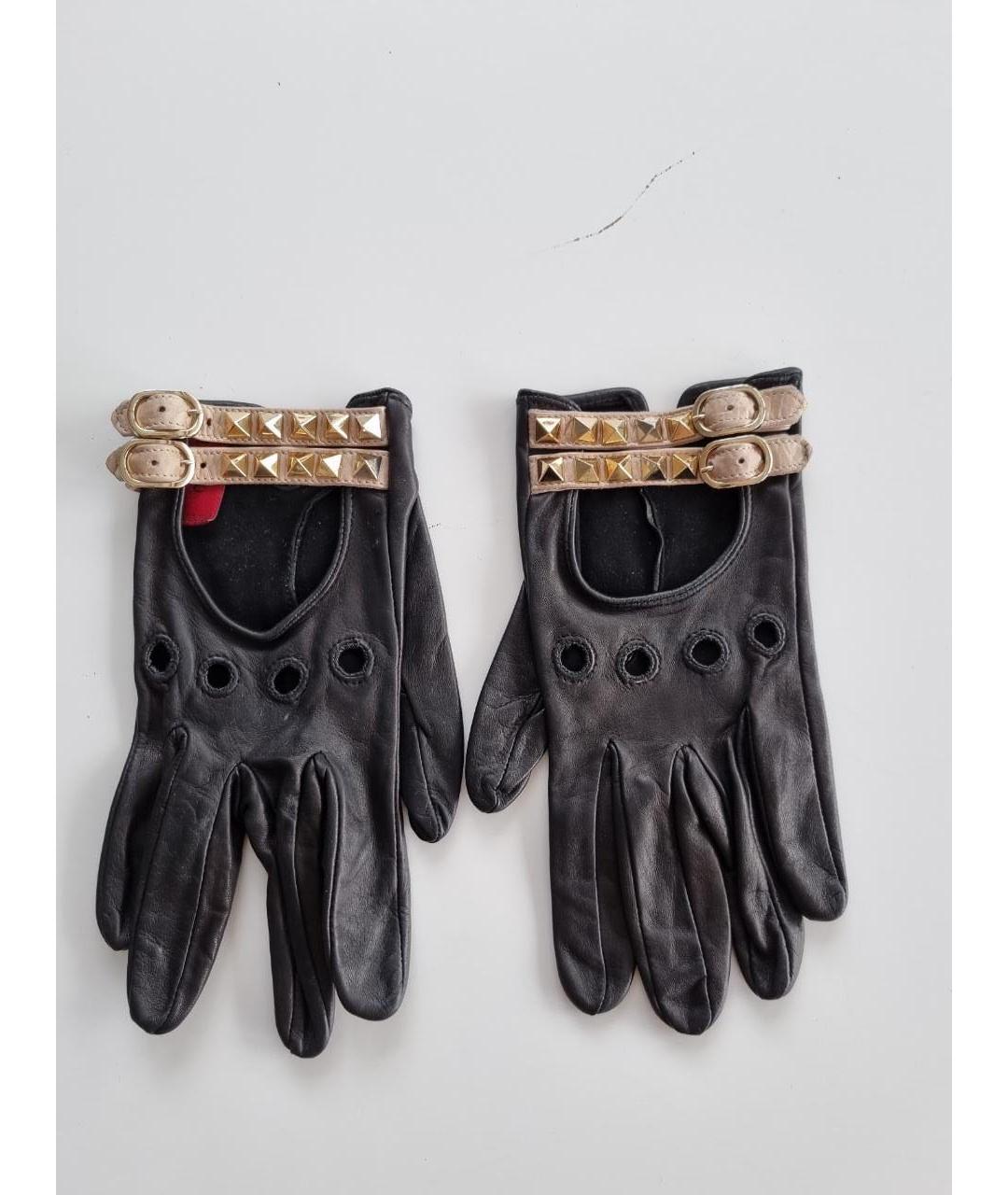 VALENTINO Черные кожаные перчатки, фото 7