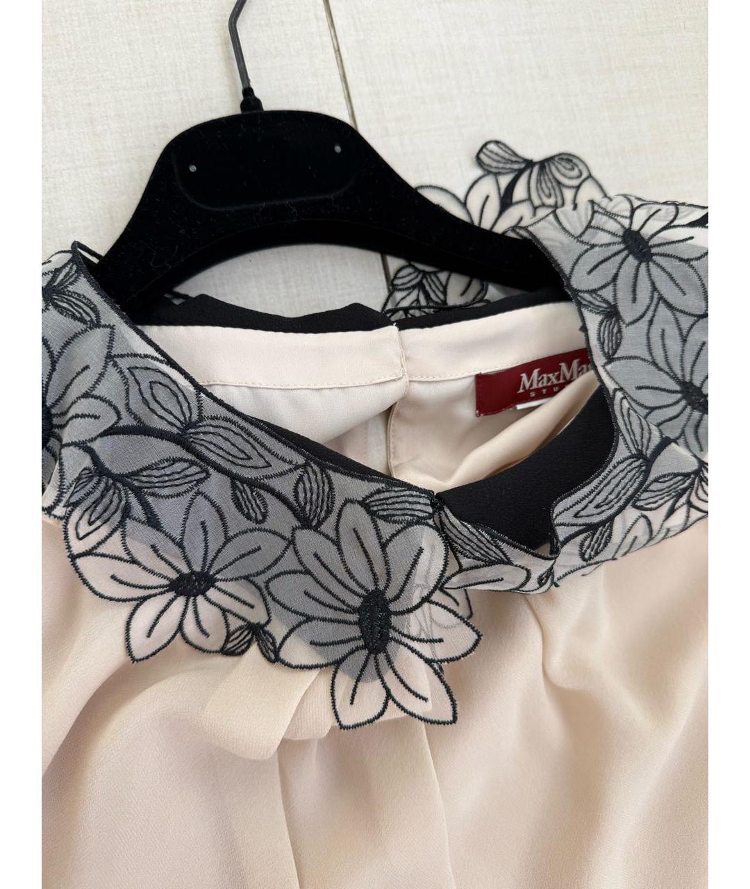 MAX MARA Бежевая шифоновая блузы, фото 3