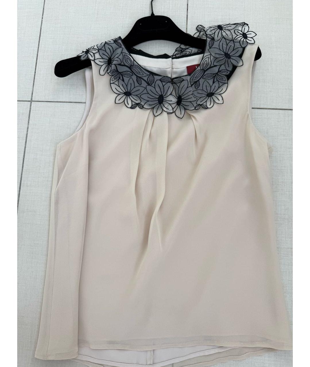 MAX MARA Бежевая шифоновая блузы, фото 6