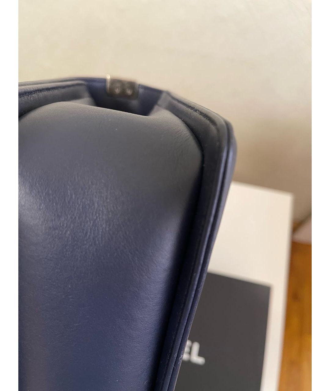 CHANEL Темно-синяя кожаная сумка через плечо, фото 6