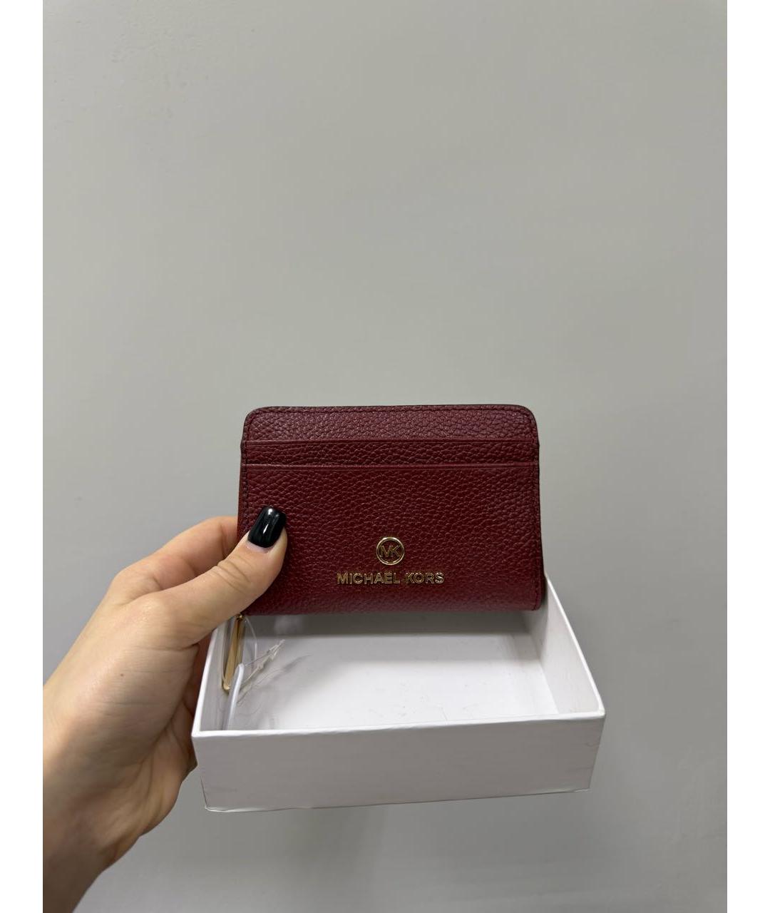 MICHAEL KORS Бордовая кожаная визитница, фото 6