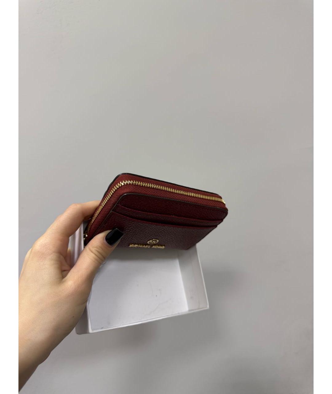 MICHAEL KORS Бордовая кожаная визитница, фото 2