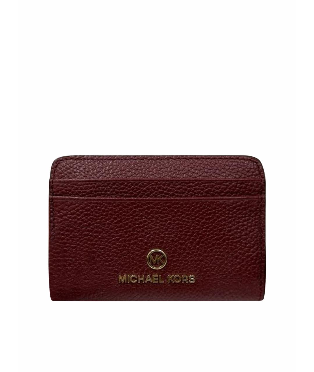 MICHAEL KORS Бордовая кожаная визитница, фото 1