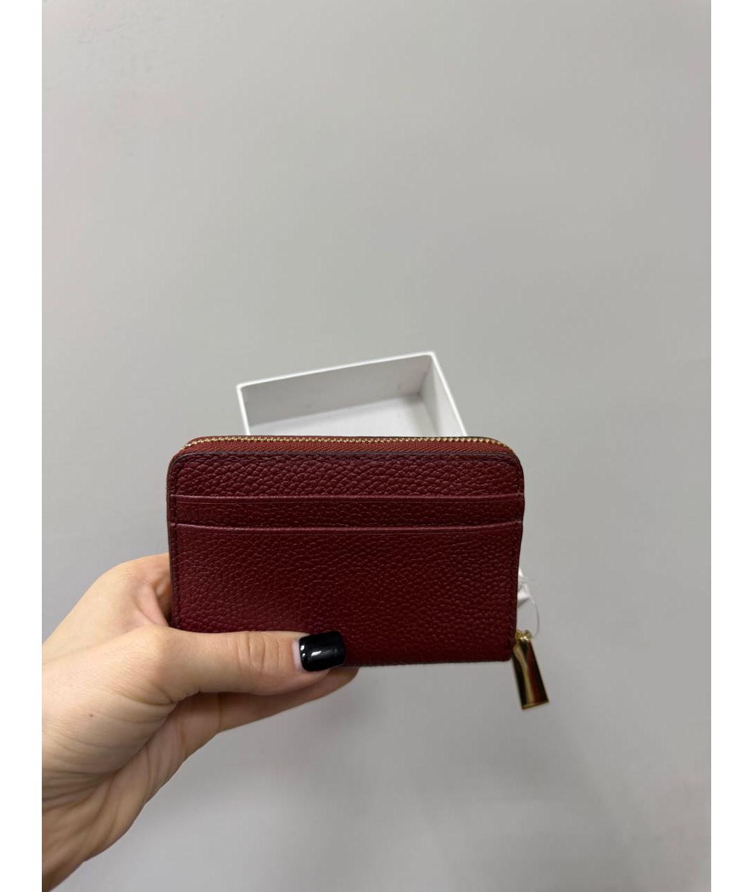 MICHAEL KORS Бордовая кожаная визитница, фото 3