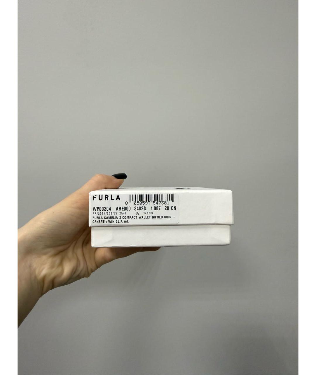 FURLA Серый кожаный кошелек, фото 5