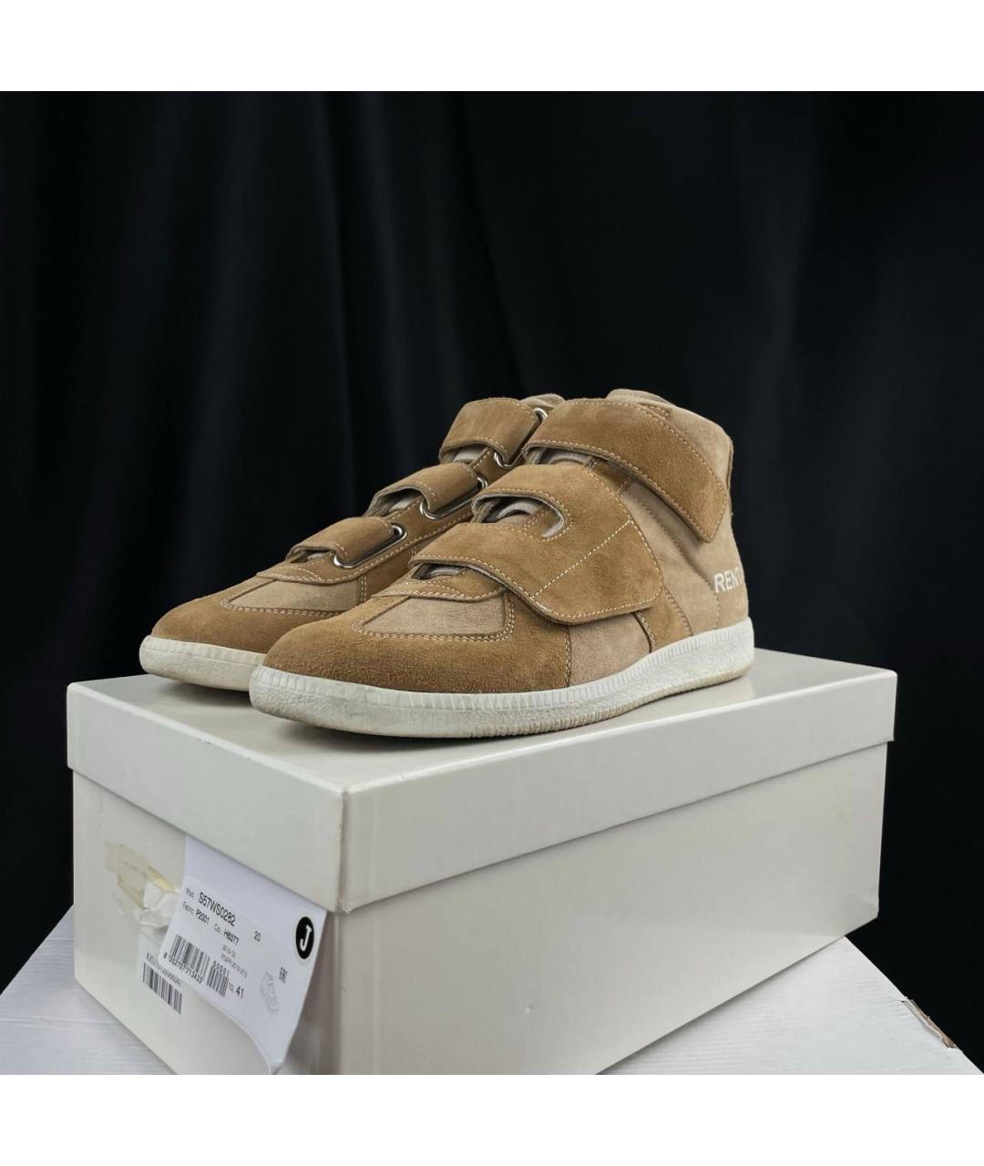 MAISON MARGIELA Золотые замшевые высокие кроссовки / кеды, фото 3