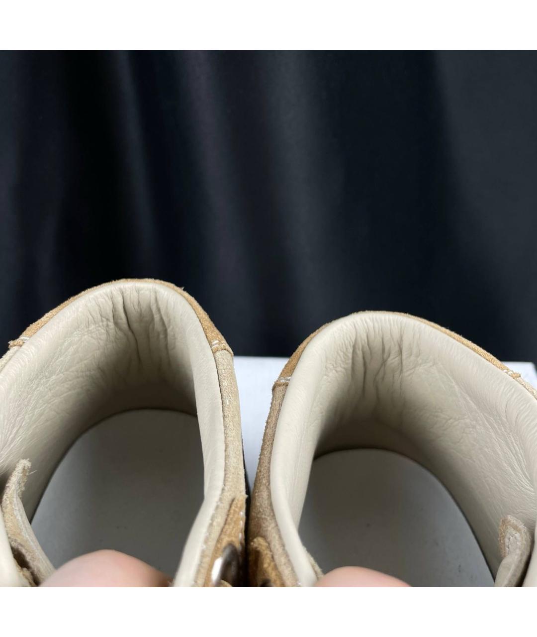 MAISON MARGIELA Золотые замшевые высокие кроссовки / кеды, фото 4