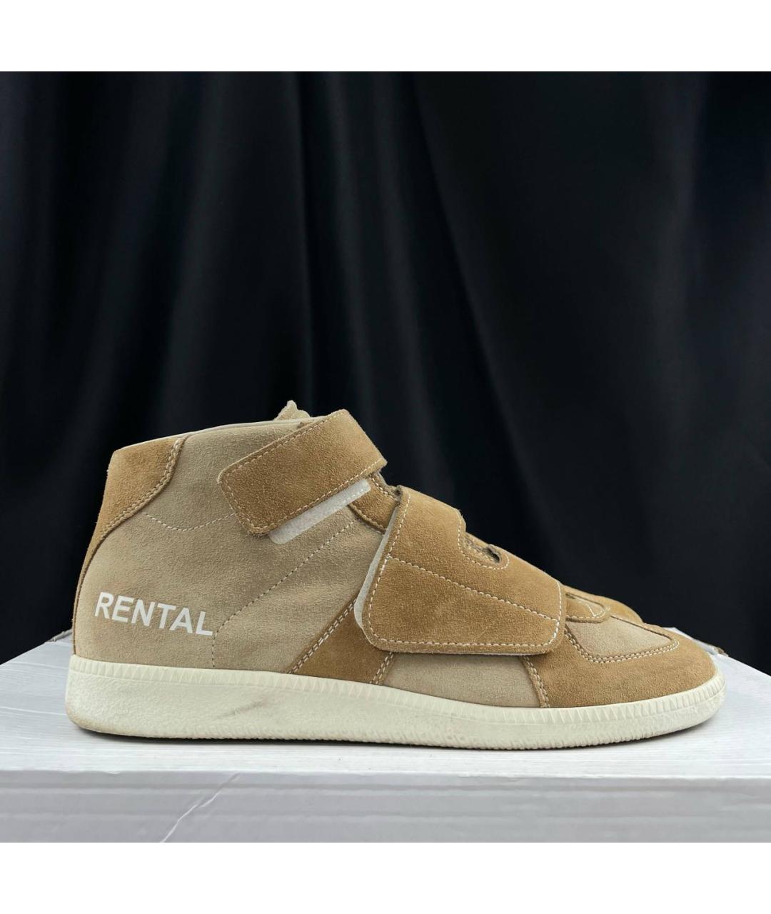 MAISON MARGIELA Золотые замшевые высокие кроссовки / кеды, фото 6