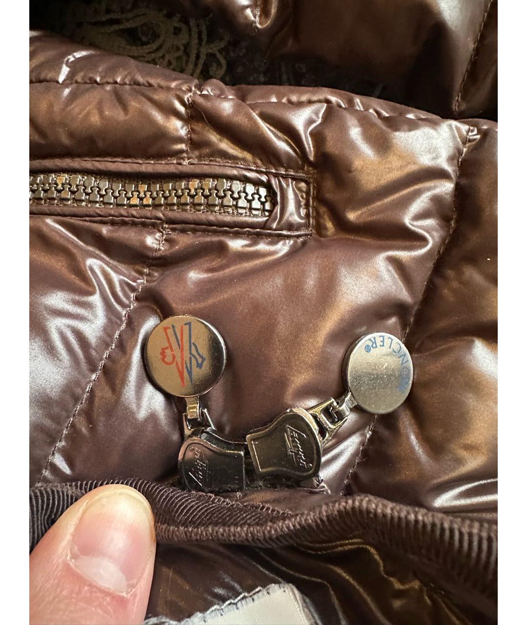 MONCLER Коричневый полиамидовый пуховик, фото 7