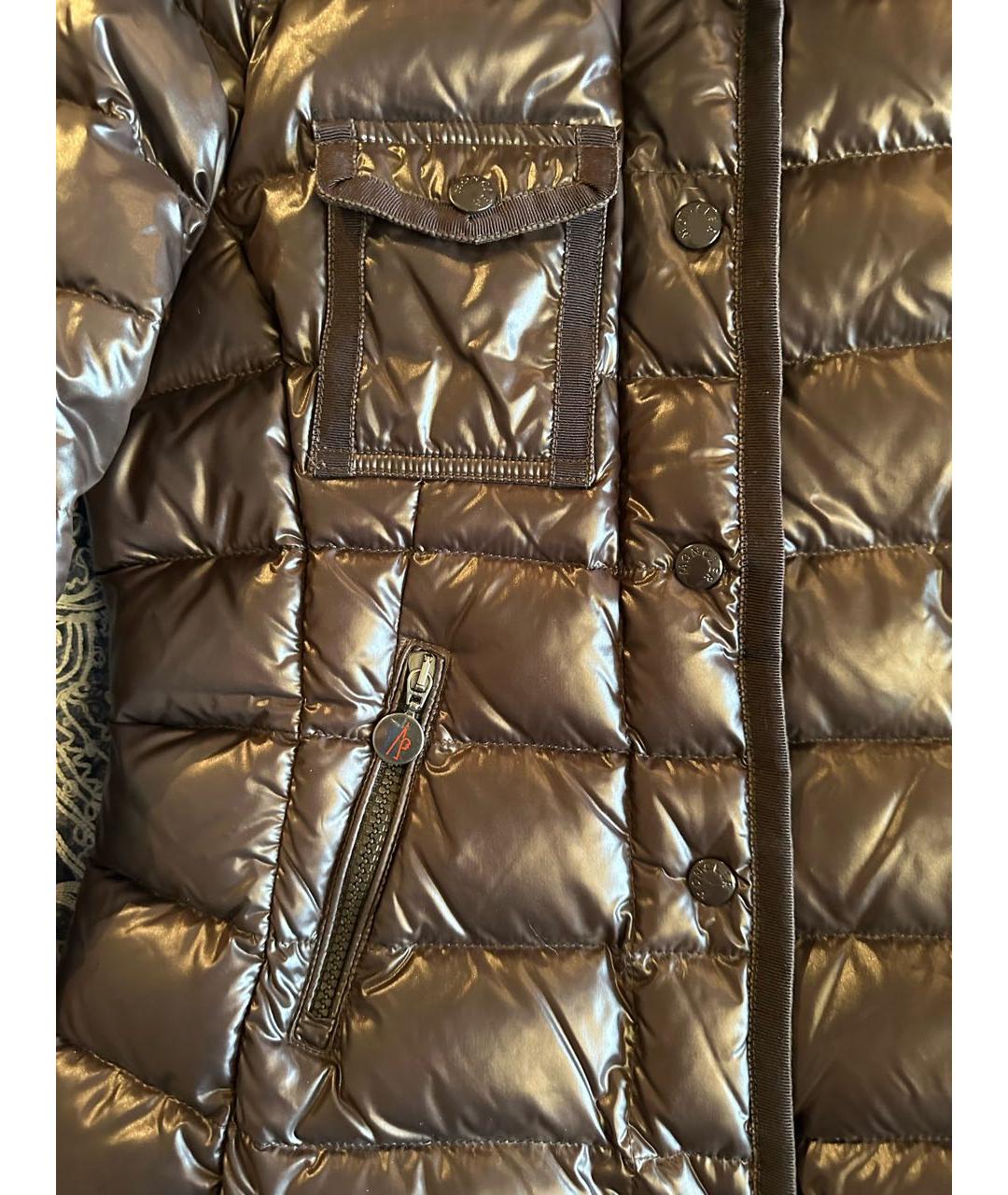 MONCLER Коричневый полиамидовый пуховик, фото 5