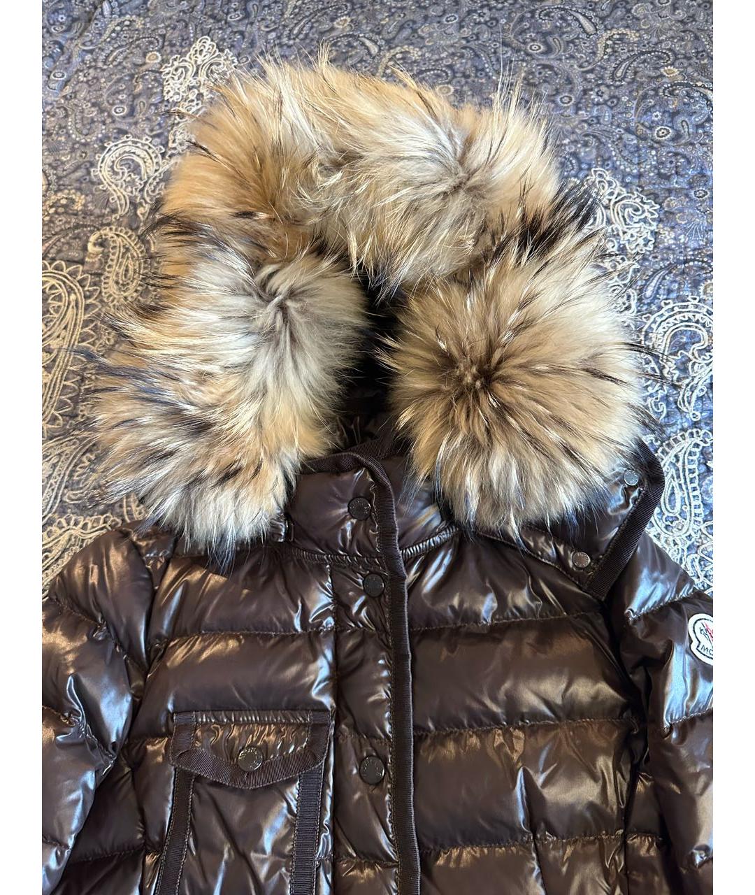 MONCLER Коричневый полиамидовый пуховик, фото 6