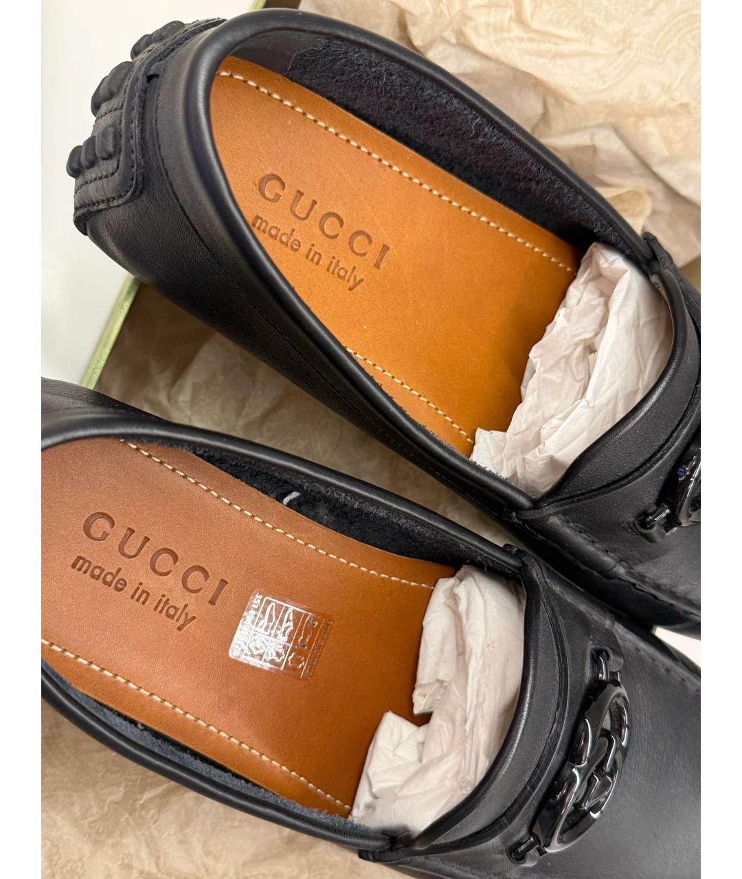 GUCCI Черные кожаные мокасины, фото 5