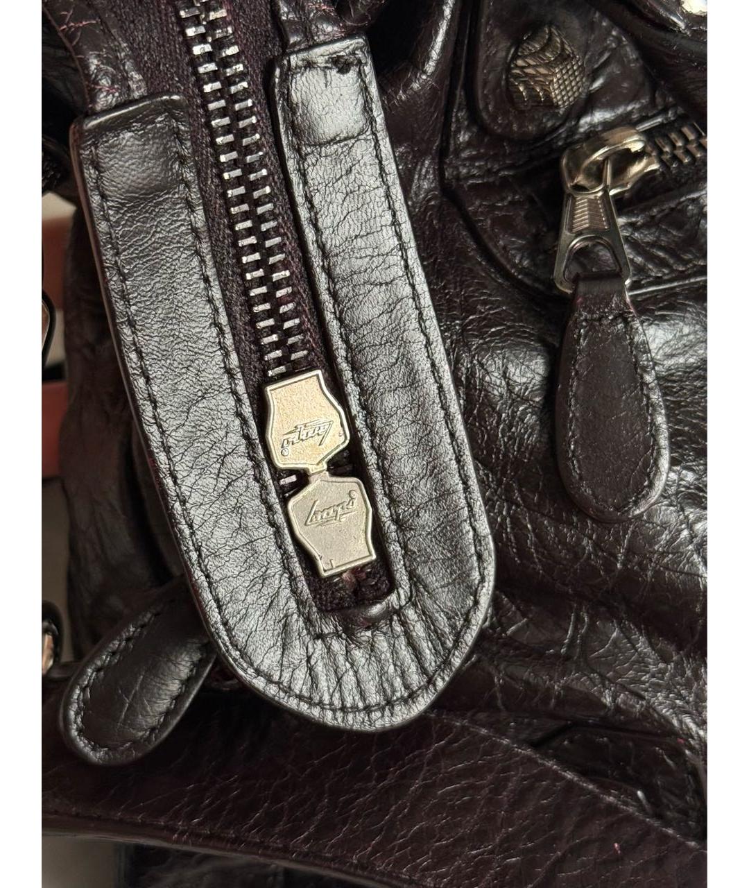 BALENCIAGA Коричневая кожаная сумка с короткими ручками, фото 5