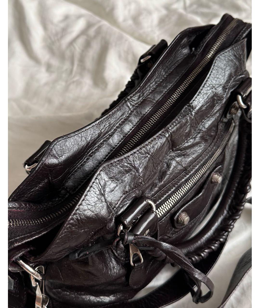 BALENCIAGA Коричневая кожаная сумка с короткими ручками, фото 4