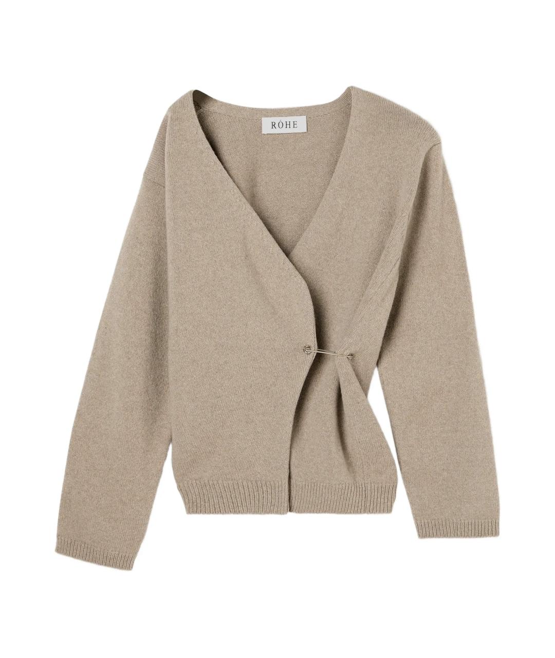 ROHE Бежевый шерстяной кардиган, фото 1
