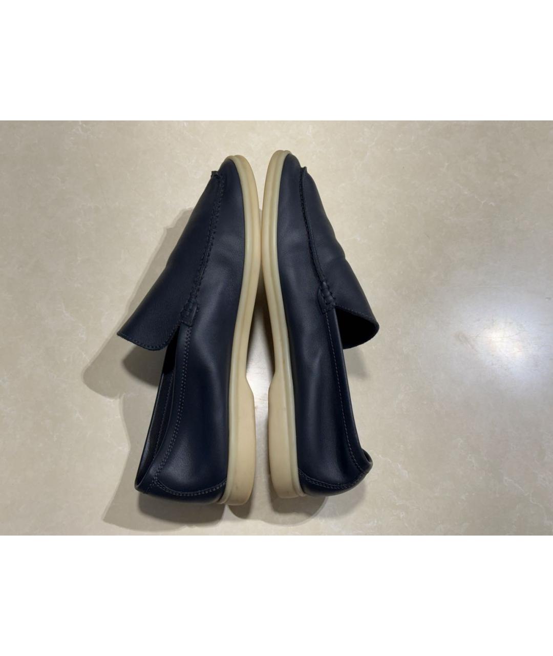 LORO PIANA Темно-синие кожаные лоферы, фото 6
